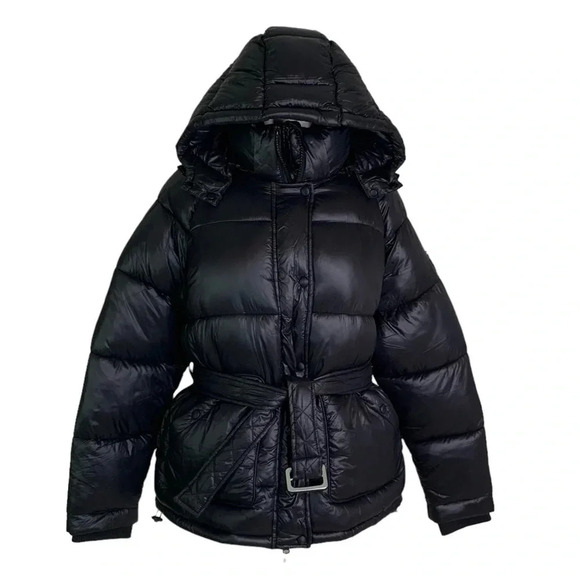 Toboggan Canada Mia Puffer Belted Coat with Removable Hood Black Size XL NWT - Picture 6 of 16